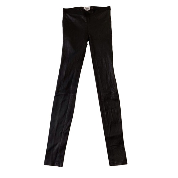Helmut Lang Lamb leather leggings black stretchy size 0 luxury genuine leather - Picture 1 of 12
